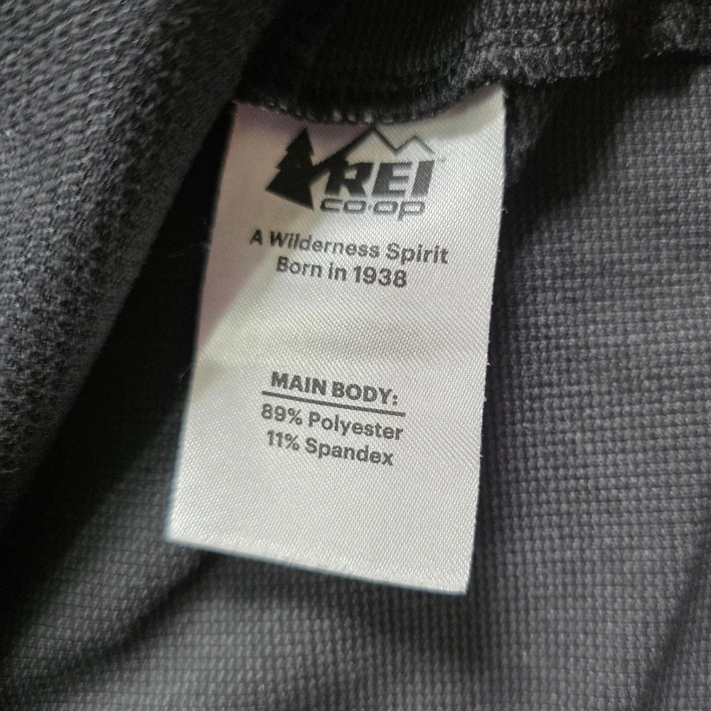 REI Co-op Mens Small Black Full Zip Grid Fleece Hoodie Active Jacket Reflective